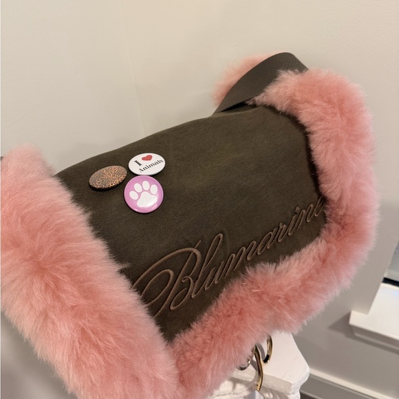 Blumarine Tan and Pink Fur Shoulder Bag - Picture 5 of 7